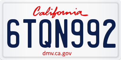 CA license plate 6TQN992