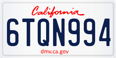 CA license plate 6TQN994