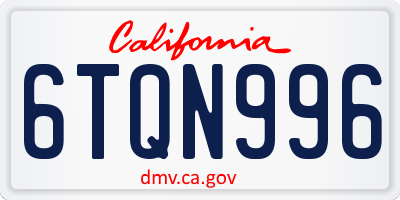 CA license plate 6TQN996