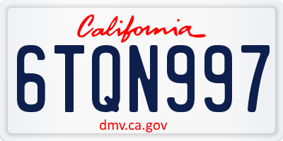 CA license plate 6TQN997