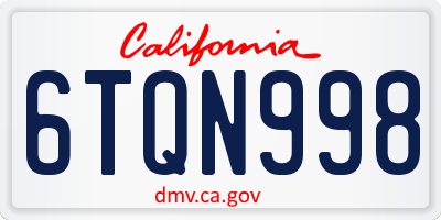 CA license plate 6TQN998