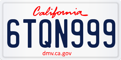 CA license plate 6TQN999
