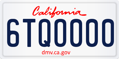 CA license plate 6TQO000