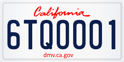 CA license plate 6TQO001