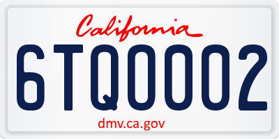 CA license plate 6TQO002