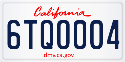 CA license plate 6TQO004