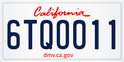 CA license plate 6TQO011