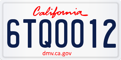 CA license plate 6TQO012
