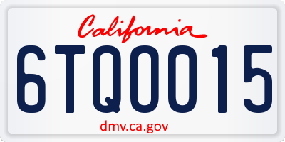 CA license plate 6TQO015