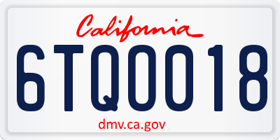 CA license plate 6TQO018