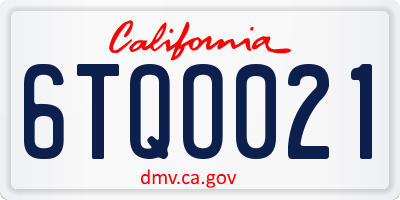 CA license plate 6TQO021