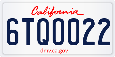 CA license plate 6TQO022