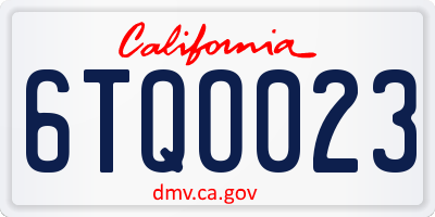 CA license plate 6TQO023