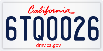 CA license plate 6TQO026