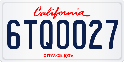 CA license plate 6TQO027