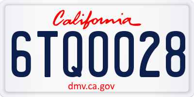 CA license plate 6TQO028