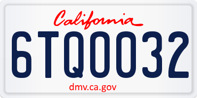 CA license plate 6TQO032