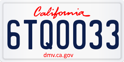 CA license plate 6TQO033