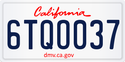 CA license plate 6TQO037