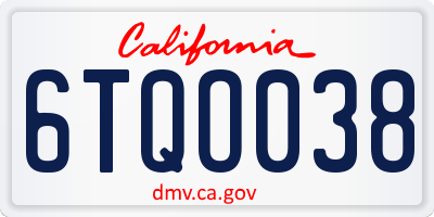 CA license plate 6TQO038