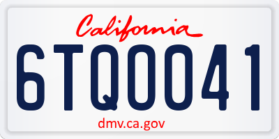 CA license plate 6TQO041