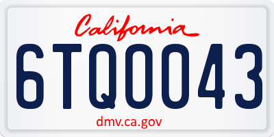 CA license plate 6TQO043