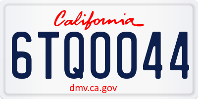 CA license plate 6TQO044