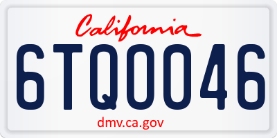 CA license plate 6TQO046