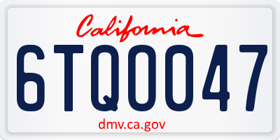 CA license plate 6TQO047