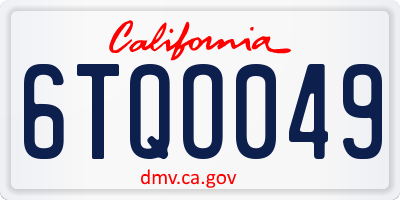 CA license plate 6TQO049