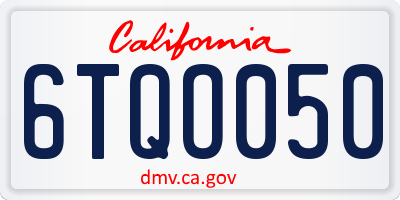 CA license plate 6TQO050