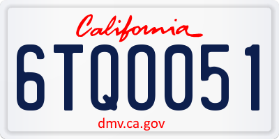 CA license plate 6TQO051