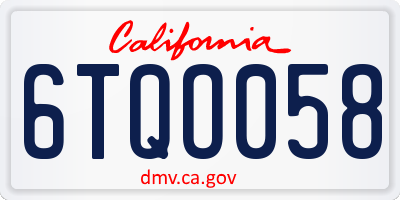 CA license plate 6TQO058