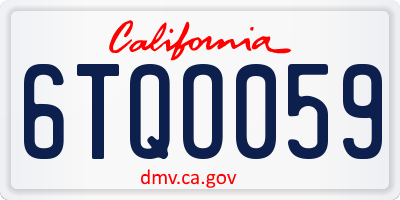 CA license plate 6TQO059