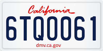 CA license plate 6TQO061