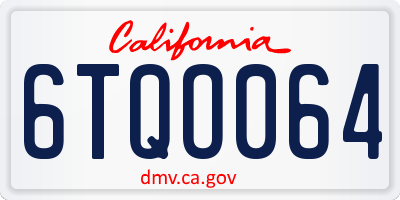 CA license plate 6TQO064