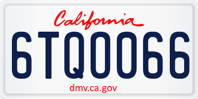 CA license plate 6TQO066