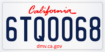 CA license plate 6TQO068