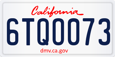 CA license plate 6TQO073