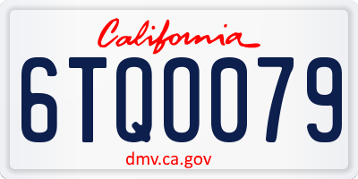 CA license plate 6TQO079