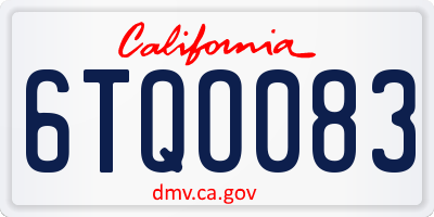 CA license plate 6TQO083