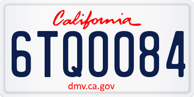 CA license plate 6TQO084