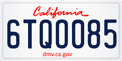 CA license plate 6TQO085
