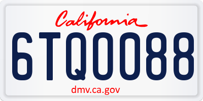 CA license plate 6TQO088