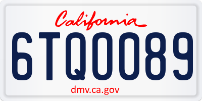 CA license plate 6TQO089
