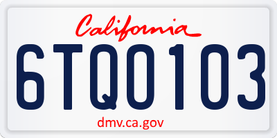 CA license plate 6TQO103