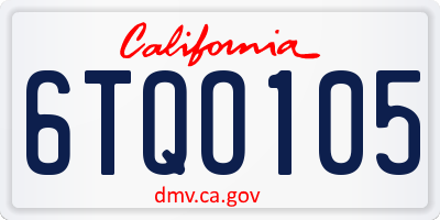 CA license plate 6TQO105