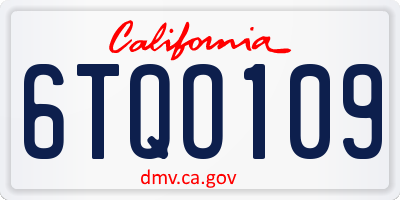 CA license plate 6TQO109