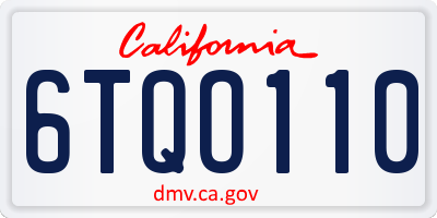 CA license plate 6TQO110