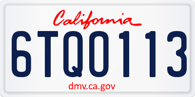 CA license plate 6TQO113